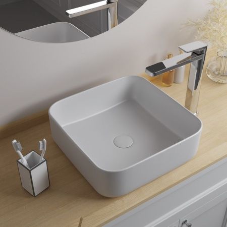 Раковина керамическая Iddis Bridge BRIWS04i27 40х40 накладная цвет белый без отверстий под смеситель