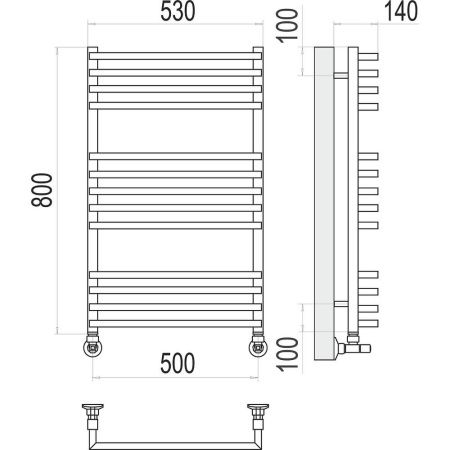 Полотенцесушитель водяной Terminus 4670078513403 55х80 хром