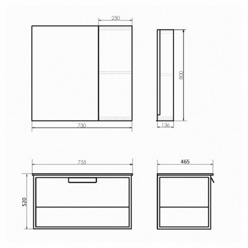Тумба с раковиной Comforty 00-00001936CF 75,5x46,5x52 - фото 2
