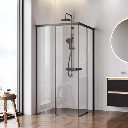 Душевой уголок Am.Pm X-joy W94G-403-100100-BТ1К 99х99 стекло прозрачное профиль черный матовый без поддона