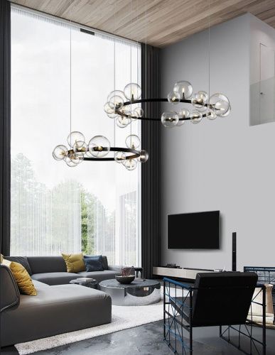 Светильник подвесной Delight Collection Art Deco Bubble (Арт Децо Буббле) KM1294P-24 black/clear - фото 3