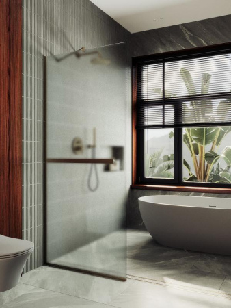 Душевая перегородка Maybah Glass MGD-731-2у 79х195 стекло тонированное профиль бронза