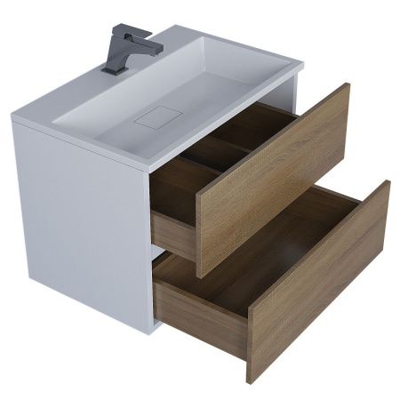 Раковина из искусственного камня Uperwood Barsa 2911020345 70х50 полувстраиваемая цвет белый