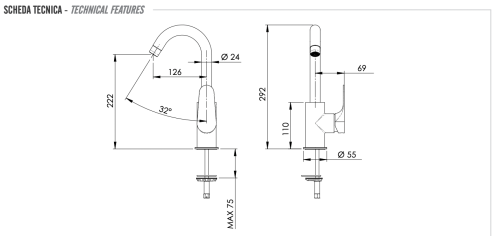 Смеситель Remer Class Line L72C на раковину хром - фото 2