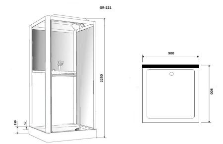 Душевая кабина Grossman GR221 90х90 квадратная с крышей ориентация универсальная