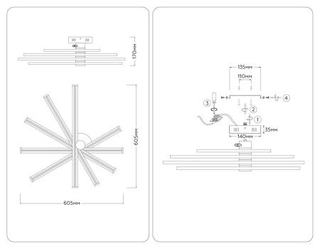 Светильник потолочный Ambrella Light LineTech (ЛинеТецх) FL6221