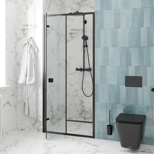 Душевая дверь Cerutti SPA BELLA D81B 80х195 стекло прозрачное профиль черный - фото 4