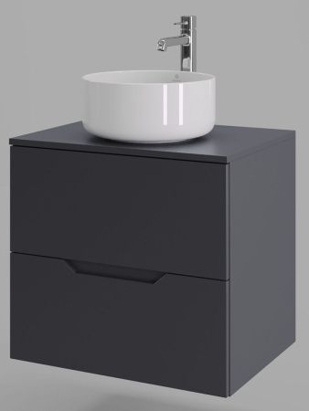 Тумба с раковиной Orange Line Li-60TugMDF+B07-345W 60х50 подвесная цвет черный