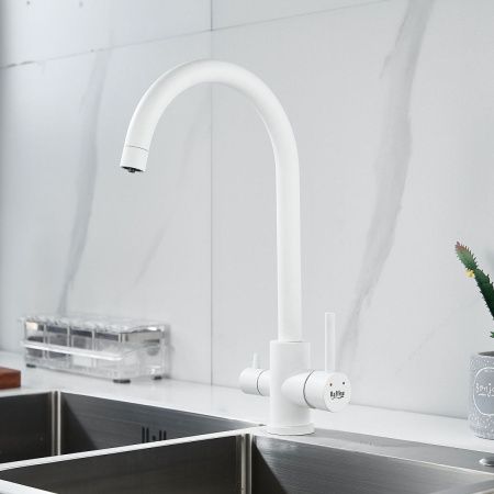 Смеситель для кухни Raffine F108C на мойку белый