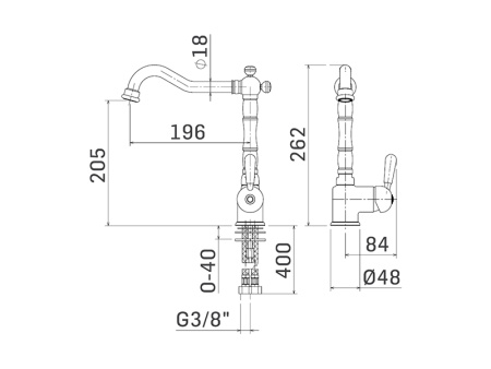 Смеситель для кухни Mamoli Epoca 746907250 на столешницу хром