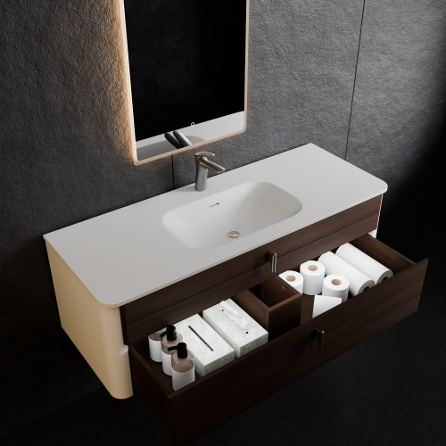 Тумба с раковиной ArtDecco Gabriella (Габриелла) AGB12W24S100 120x45x40 подвесная цвет черный орех - фото 3