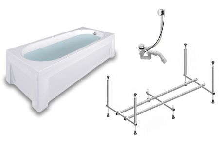 Ванна акриловая со шторкой Timo ROHA ROHA1770-KT17-SPV1505-FP17S-TP70S-T31 170х70 пристенная прямоугольная с каркасом