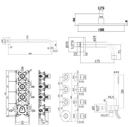 Душевая система Paffoni Modular Box KITMB019NO139KING встраиваемая в стену