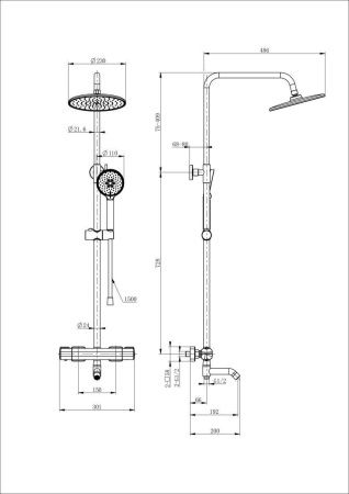 Душевая стойка Wonzon & Woghand Stay WW-B3051-A1-BG настенная цвет золото с термостатом