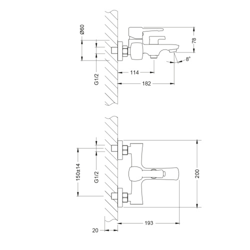 Смеситель для ванны LeMark Evitta LM0514C настенный хром - фото 3