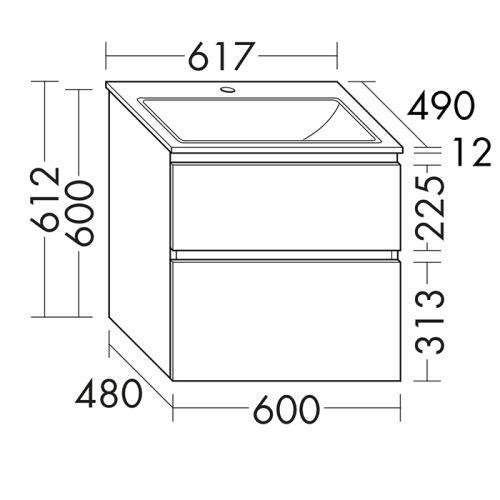 Тумба с раковиной Burgbad Accura SGVI061F6037G0259C0001*1 61,7х49х61,2 - фото 2