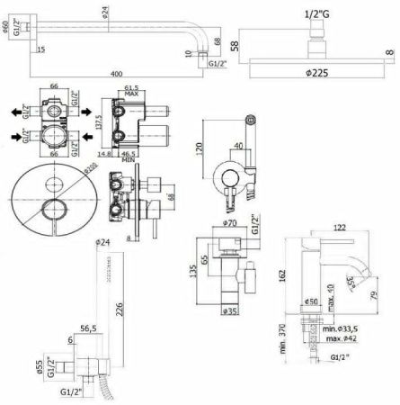 Душевая система Paffoni Light KITZLIG018CR071 встраиваемая в стену