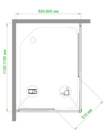 Душевой уголок Royal Bath HPD RB85115HPD-C-BL 115х85 стекло матовое профиль черный без поддона