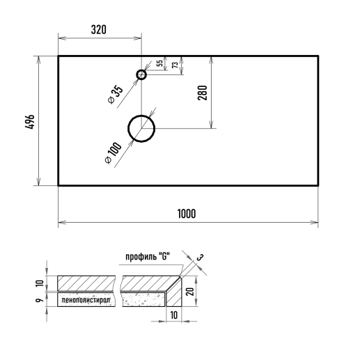 Столешница Brevita Cargo MA01-100К 100x50x2 - фото 3