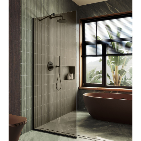 Душевая перегородка Maybah Glass MGD-1353-6у 99х195 стекло тонированное профиль черный