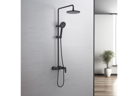 Душевая стойка Aquatek БЕТТА AQ2140MB настенная цвет черный матовый