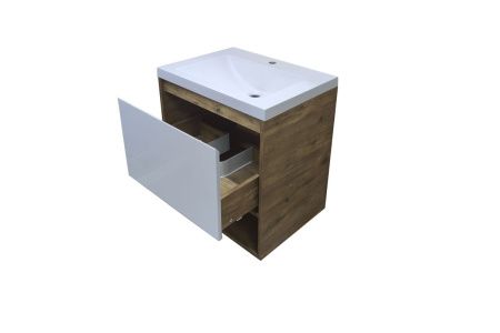 Тумба с раковиной Эстет Monaco Wood ФР-00010683 80х50 подвесная цвет белый/бежевый