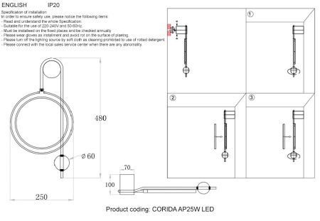 Бра Crystal Lux Corida (Цорида) CORIDA AP25W LED BLACK/GOLD