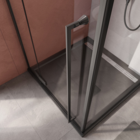 Душевой уголок Cezares LINER LINER-A-1-90-C-NERO-R 90х90 стекло прозрачное профиль черный без поддона