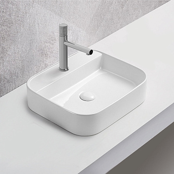 Раковина из сантехнического фарфора Vincea VBS-50550 40х50 накладная цвет белый 1 отверстие под смеситель