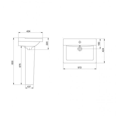Раковина из сантехнического фарфора Santeri Орион 131108S0011B0 60х40 подвесная цвет белый 1 отверстие под смеситель
