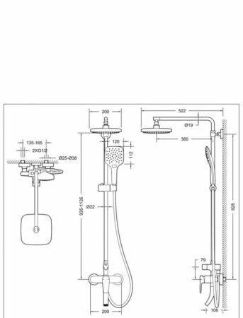 Душевая стойка Bravat SOURCE F6173218CP-A-ENG настенная цвет хром