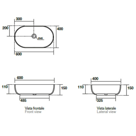 Раковина из сантехнического фарфора Kerasan Nolita 534330 60х40 накладная цвет белый матовый без отверстий под смеситель