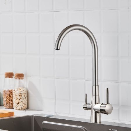 Смеситель для кухни Shevanik S428L на мойку сатин