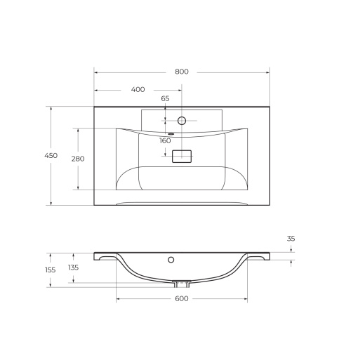 Раковина из искусственного камня BelBagno BB800/450-LV-MR-PR 80х45 накладная цвет белый - фото 2