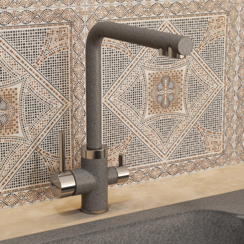 Смеситель для кухни Uperwood Quartz UPD-Q-03-03 UPD-Q-03-03 на мойку/столешницу серый матовый - фото 4