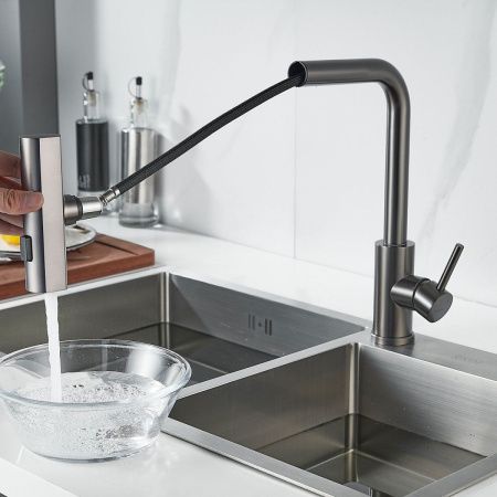 Смеситель для кухни Shevanik S263T на мойку оружейная сталь