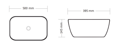 Раковина из сантехнического фарфора Cerutti SPA CR8217MMB 50х40 накладная цвет черный без отверстий под смеситель
