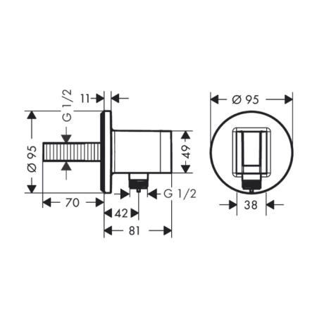 Шланговое подсоединение Hansgrohe Fixfit Square 26888340