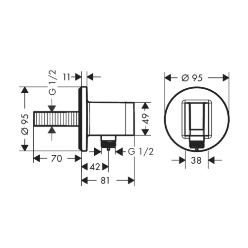 Шланговое подсоединение Hansgrohe Fixfit Square 26888340 - фото 2