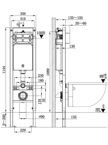 Инсталляция для унитаза WeltWasser WW AMBERG 350 (10000010260) - фото 2