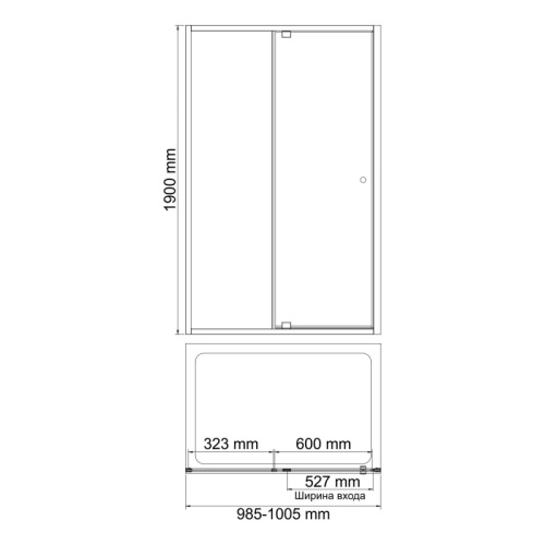 Душевая дверь WasserKRAFT Aula 11P 11P12 100x190 стекло прозрачное 6 мм - фото 3