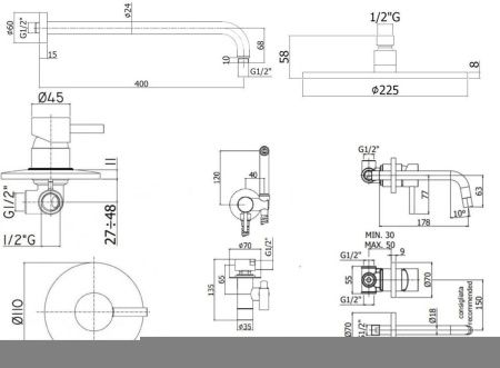 Душевая система Paffoni Light KITZLIG011CR006 встраиваемая в стену