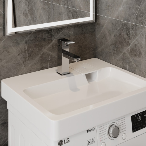 Раковина Teymi Kati Pro 60 см T50411 над стиральной машиной цвет белый - фото 4