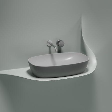 Раковина из сантехнического фарфора Ceramica Nova ELEMENT CN6049MSG 60х38 накладная цвет серый матовый без отверстий под смеситель