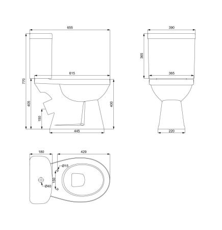 Унитаз напольный с бачком Creo Сeramique PROJECT COMBO-PR1002X белый с сиденьем с микролифт душевой смыв