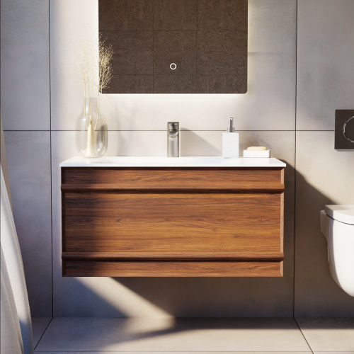 Тумба с раковиной ArtDecco Bridget (Бриджит) ABR08W22S100 80x45x40 подвесная цвет черный орех - фото 3