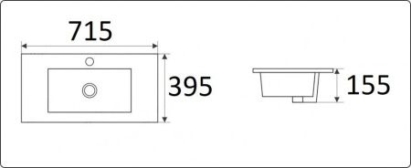 Раковина из сантехнического фаянса CeramaLux 9393-70 70х40 встраиваемая цвет белый 1 отверстие под смеситель