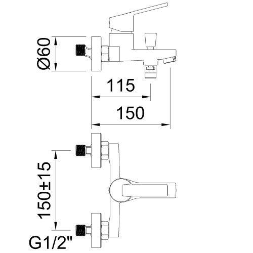 Смеситель Clever NF SMART 99830C настенный хром - фото 2