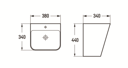 Раковина из санфаянса CeramaLux 500Q 38х34 подвесная цвет белый глянцевый 1 отверстие под смеситель