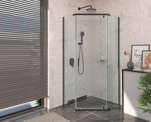 Душевой уголок Berges SOLO 061110 100х100 стекло прозрачное профиль черный без поддона